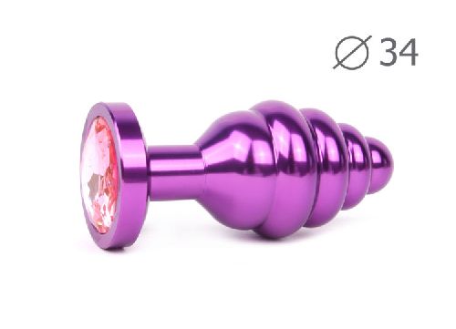 Втулка анальная VIOLET PLUG MEDIUM (фиолетовая), L 80 мм D 34 мм, вес 90г, цвет кристалла розовый арт. AV-02-M