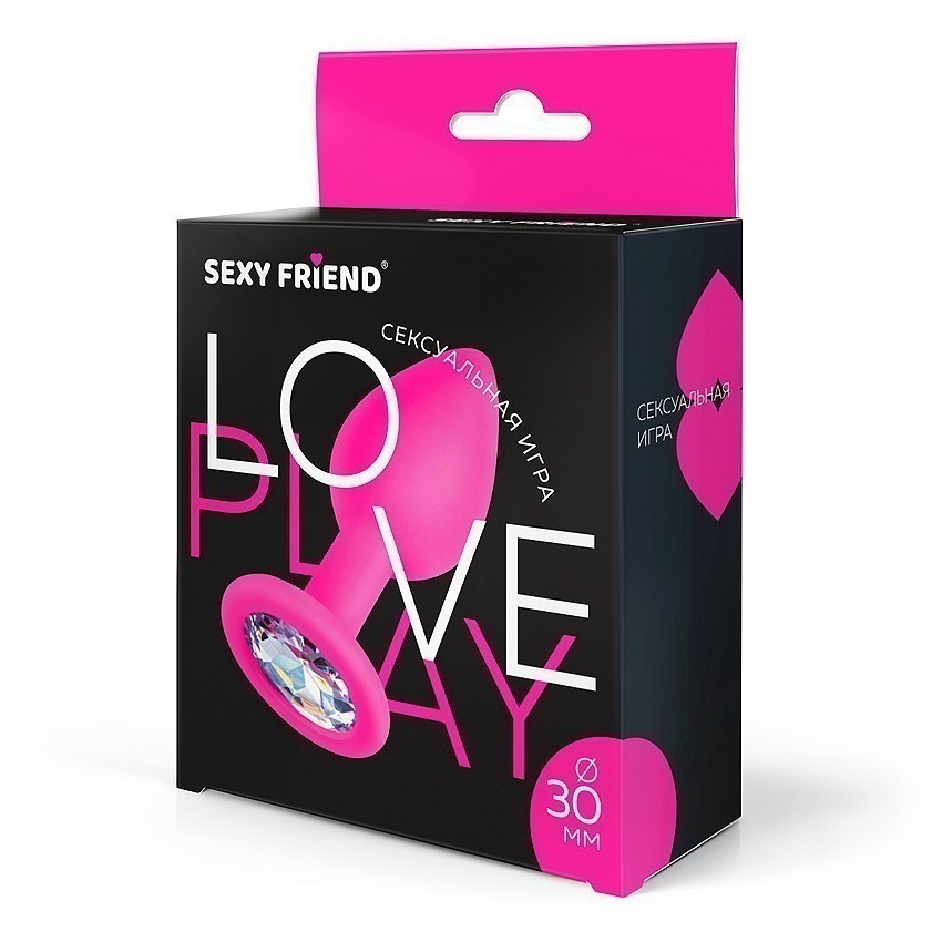 ВТУЛКА АНАЛЬНАЯ фуксия, цвет кристалла бесцветный, силикон, L 73 мм, D 30 мм, арт. SF-70190-01