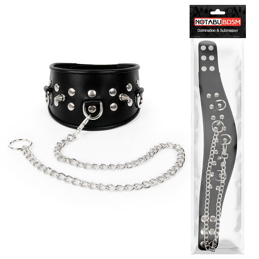 ОШЕЙНИК кожа, цвет чёрный арт. NTB-80358