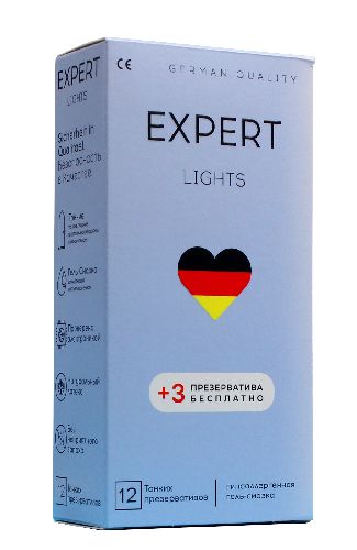 ПРЕЗЕРВАТИВЫ EXPERT LIGHTS № 12+3 (УЛЬТРАТОНКИЕ), 12+3 штуки