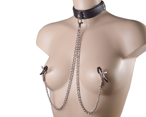 ОШЕЙНИК С ЗАЖИМАМИ LIGHT кожа артикул 3371-1