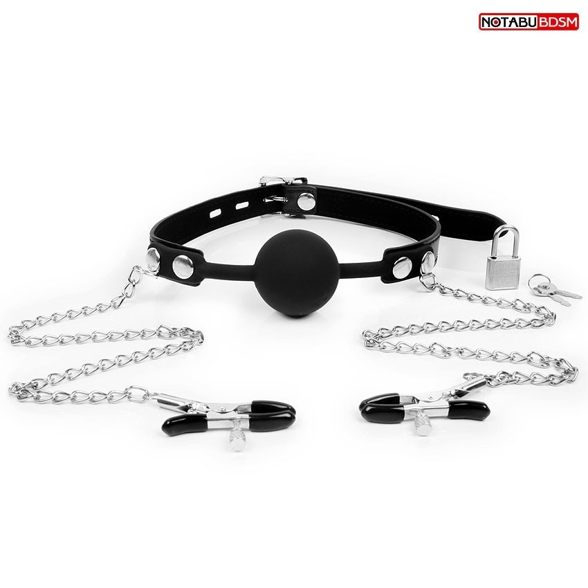 КЛЯП + ЗАЖИМЫ НА СОСКИ цвет чёрный арт. NTB-80540