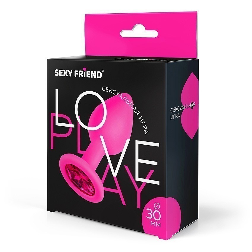 ВТУЛКА АНАЛЬНАЯ фуксия, цвет кристалла рубиновый, силикон, L 73 мм, D 30 мм, арт. SF-70190-14