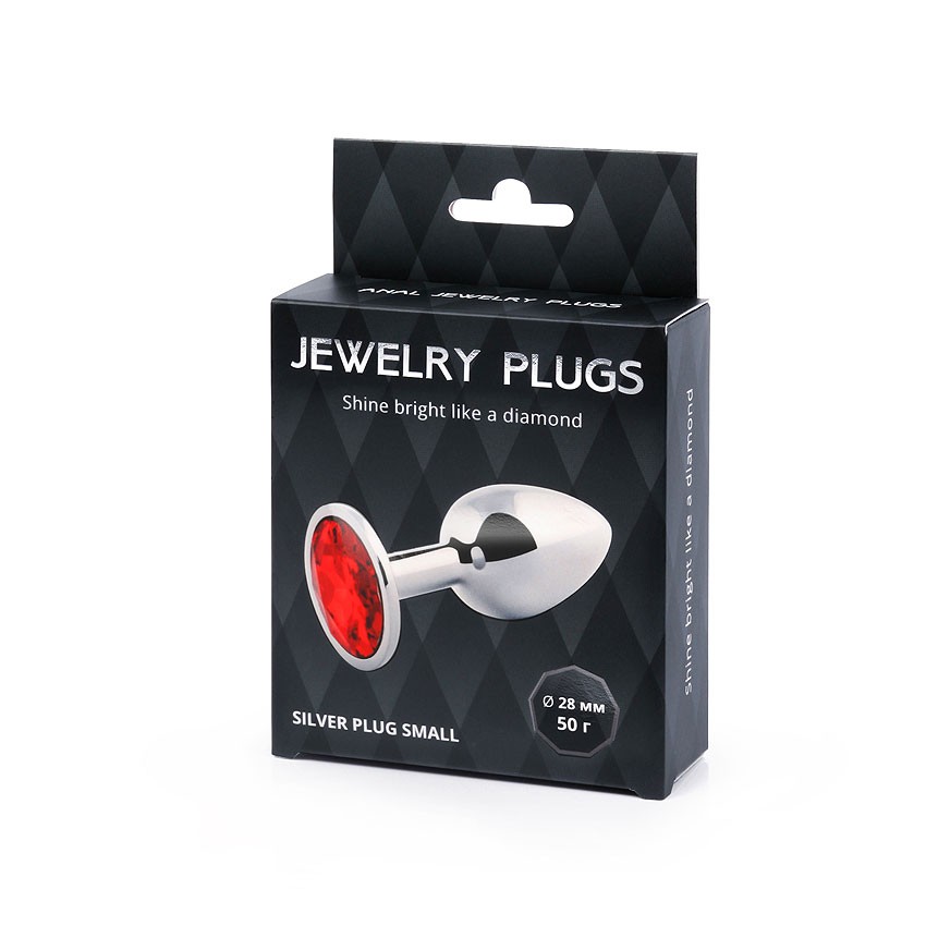 SILVER PLUG SMALL (втулка анальная) цвет кристалла красный, L 72 мм, D 28 мм, вес 50г, арт. SS-16