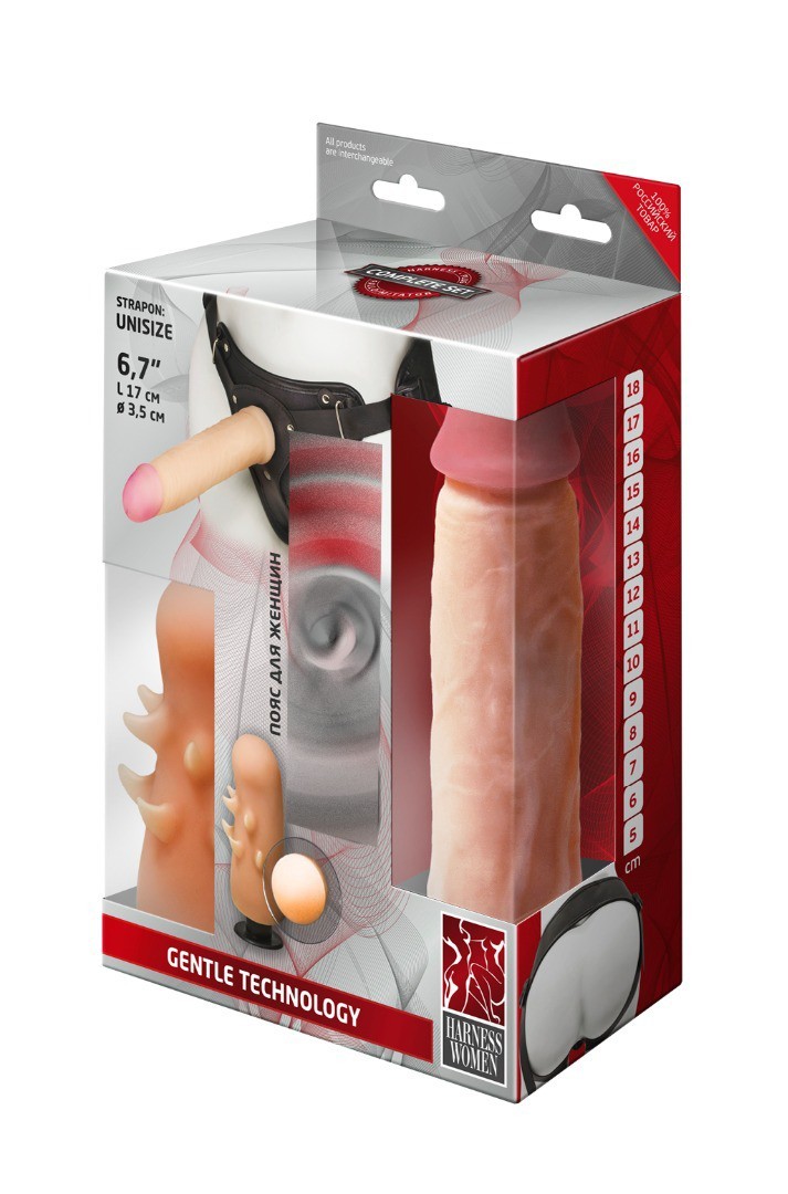 Фаллоимитатор на трусиках HARNESS, L 170 мм, D 35 мм / L 100 мм, D 35 мм (LESBIAN SERIES) арт. 836703