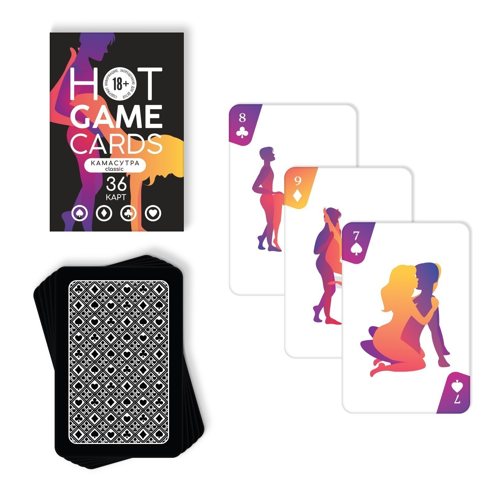 ИГРАЛЬНЫЕ КАРТЫ HOT GAME CARDS КАМАСУТРА CLASSIC, 36 карт, 18+, артикул 7354591