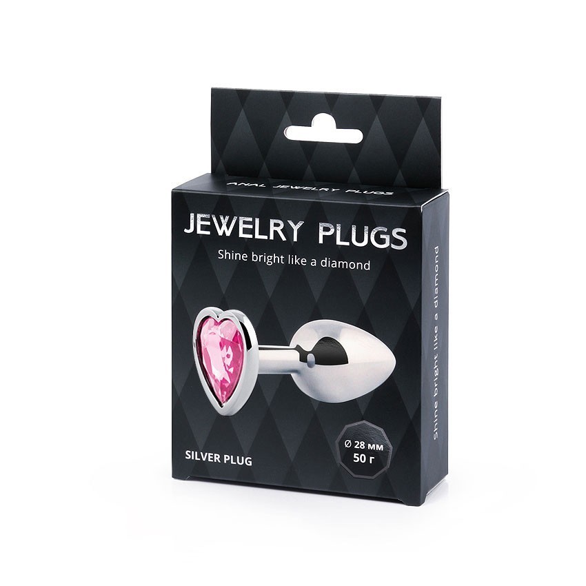 ВТУЛКА АНАЛЬНАЯ СЕРЕБРЯНАЯ, L 70 мм D 28 мм, вес 50г, цвет кристалла розовый арт. SCH-02