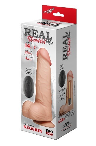 ВИБРАТОР REAL STANDART НА ПРИСОСКЕ С ПУЛЬТОМ Д/У, L 147 мм, D 42 мм арт. 020843