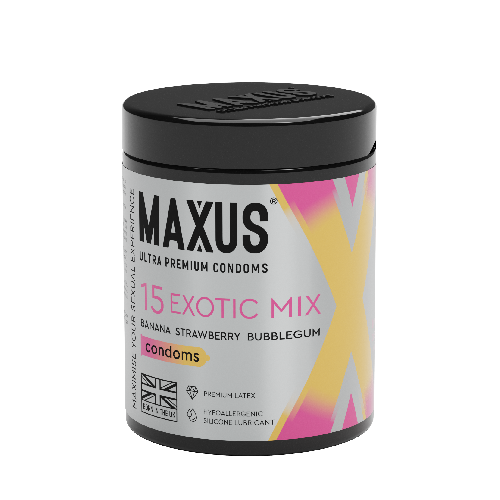 ПРЕЗЕРВАТИВЫ MAXUS EXOTIC MIX № 15 X-EDITION (гладкие, цветные, ароматизированные) в кейсе