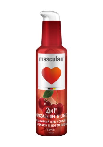 МАССАЖНЫЙ ГЕЛЬ + СМАЗКА С АРОМАТОМ ВИШНИ 2 в1 MASCULAN 130 мл.