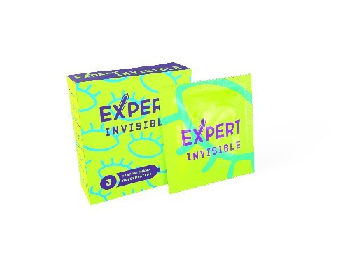 ПРЕЗЕРВАТИВЫ EXPERT INVISIBLE № 3 (ОСОБО ТОНКИЕ) NEW, 3 штуки 