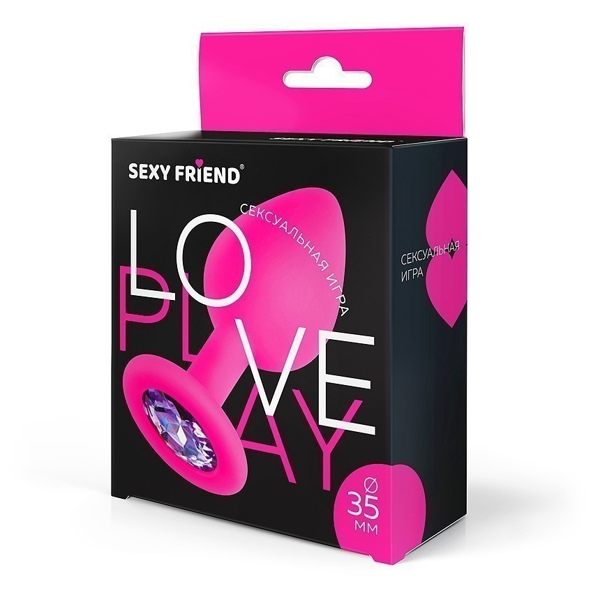 ВТУЛКА АНАЛЬНАЯ фуксия, цвет кристалла светло - фиолетовый, силикон, L 80 мм, D 35 мм, арт. SF-70290-15