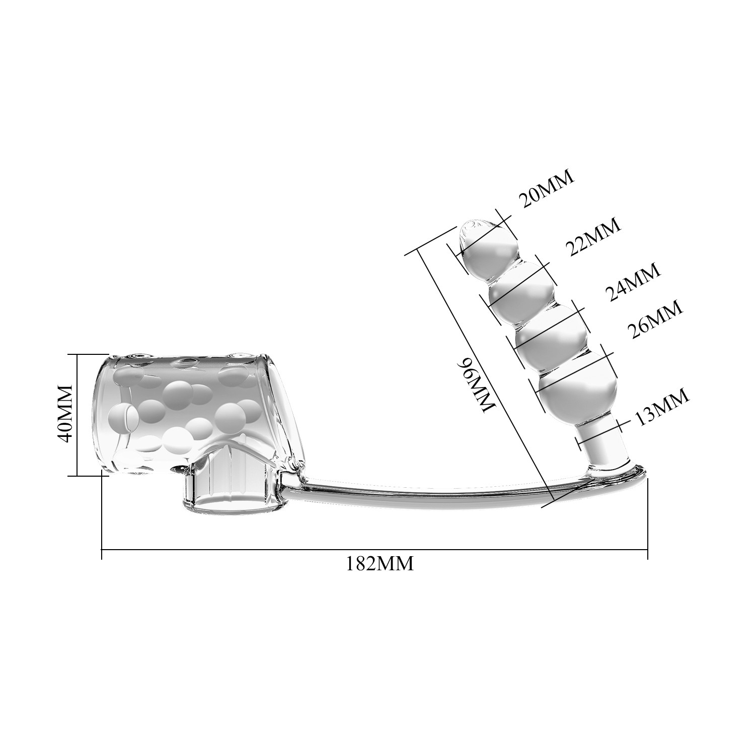 НАСАДКА С АНАЛЬНЫМ CТИМУЛЯТОРОМ L 182x96 мм D насадки 40 мм D втулки 26x20 мм арт. BI-026277M