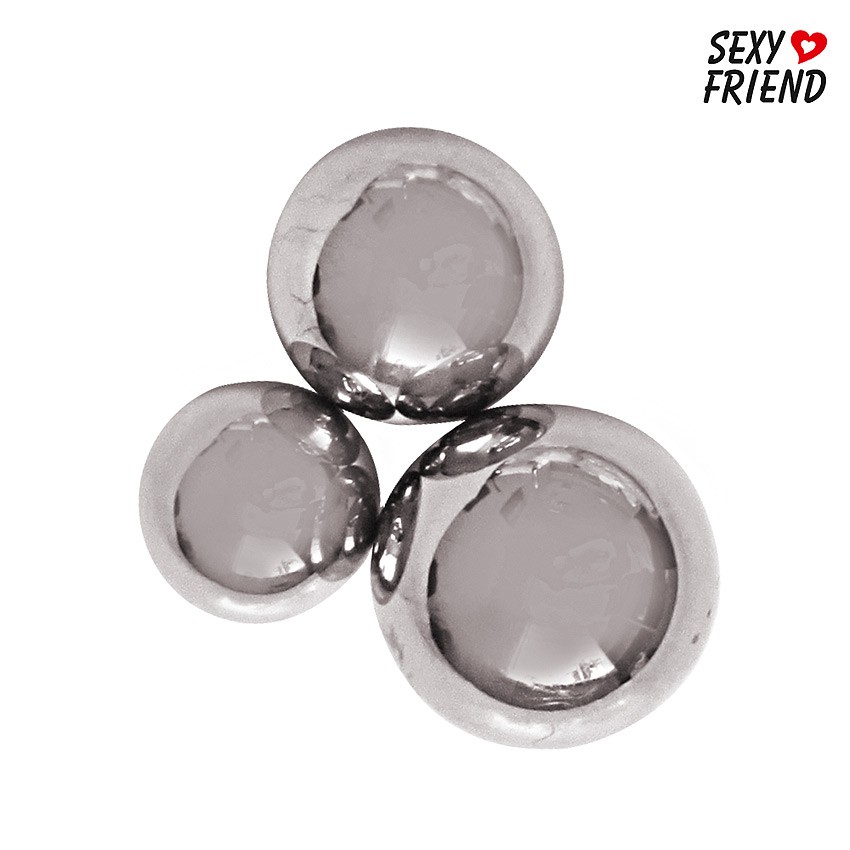 ШАРИКИ ВАГИНАЛЬНЫЕ 3шт без шнурка, металл D 35 мм (180 гр.), D30 мм (110 гр.), D25 мм (65 гр.) арт. SF-70162