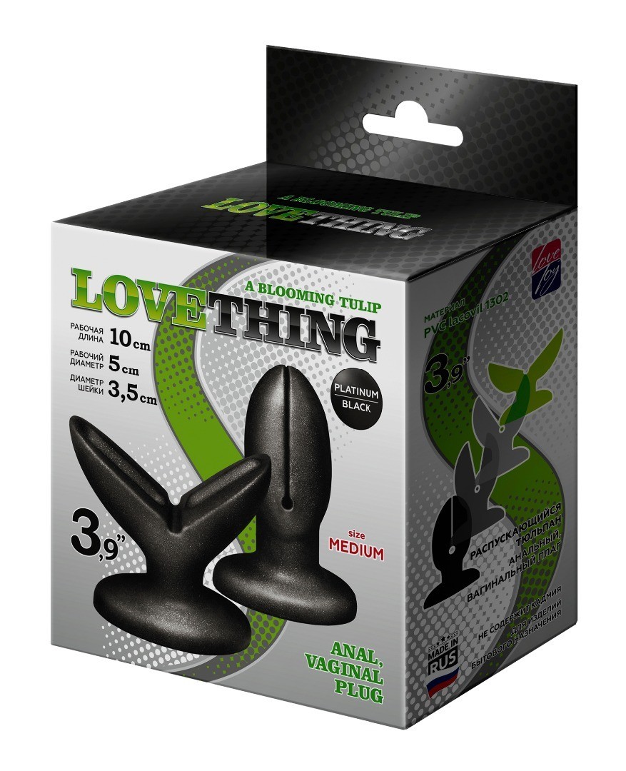Анально - вагинальный плаг A BLOOMING TILUP 3, L 100 мм , D 50 мм, цвет чёрный арт. 429703
