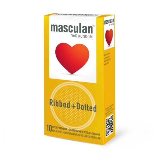 ПРЕЗЕРВАТИВЫ MASCULAN 3 RIBBED+DOTTED №10 (С КОЛЕЧКАМИ И ПУПЫРЫШКАМИ) 10 штук