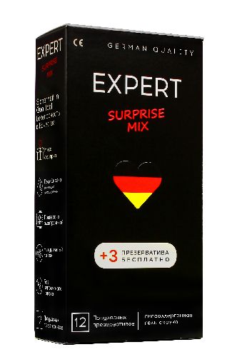 ПРЕЗЕРВАТИВЫ EXPERT SURPRISE MIX № 12+3 (МИКС), 12+3 штуки