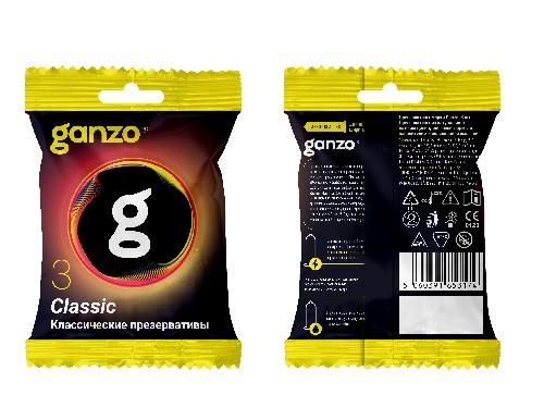 ПРЕЗЕРВАТИВЫ GANZO CLASSIC №3 BLACK EDITION (классические), 3 шт. в пакете