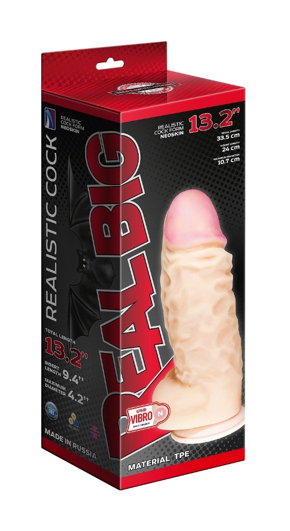 Вибратор СУПЕРГИГАНТ Неоскин на присоске (USB) в коробке, L 335 мм D 107 мм арт. 958433