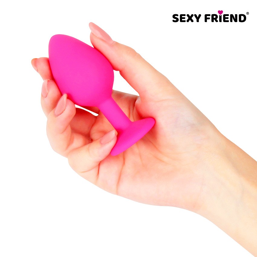 ВТУЛКА АНАЛЬНАЯ фуксия, цвет кристалла светло - фиолетовый, силикон, L 80 мм, D 35 мм, арт. SF-70290-15