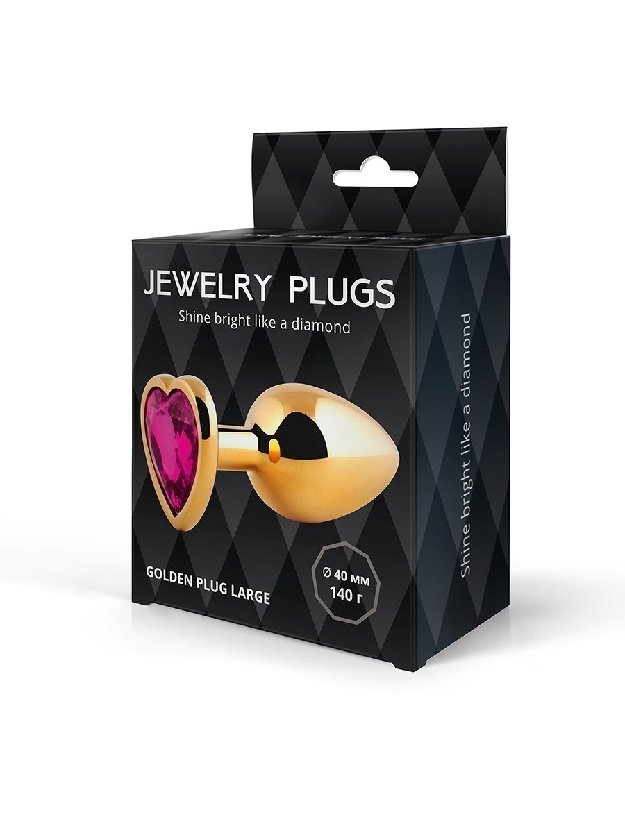 ВТУЛКА АНАЛЬНАЯ ЗОЛОТАЯ, цвет кристалла рубиновый, L 90 мм D 35 мм, вес 140 г, арт. LCHG-14