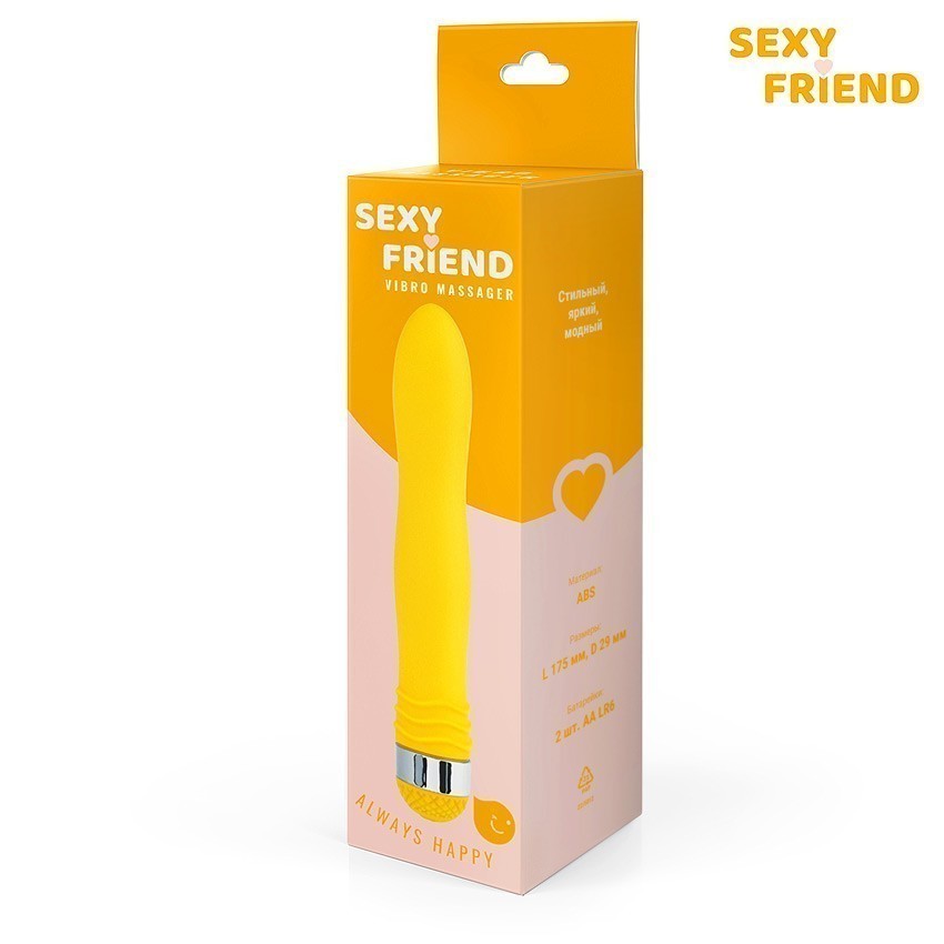 ВИБРОМАССАЖЁР L 175 мм D 29 мм цвет жёлтый арт. SF-70232-4