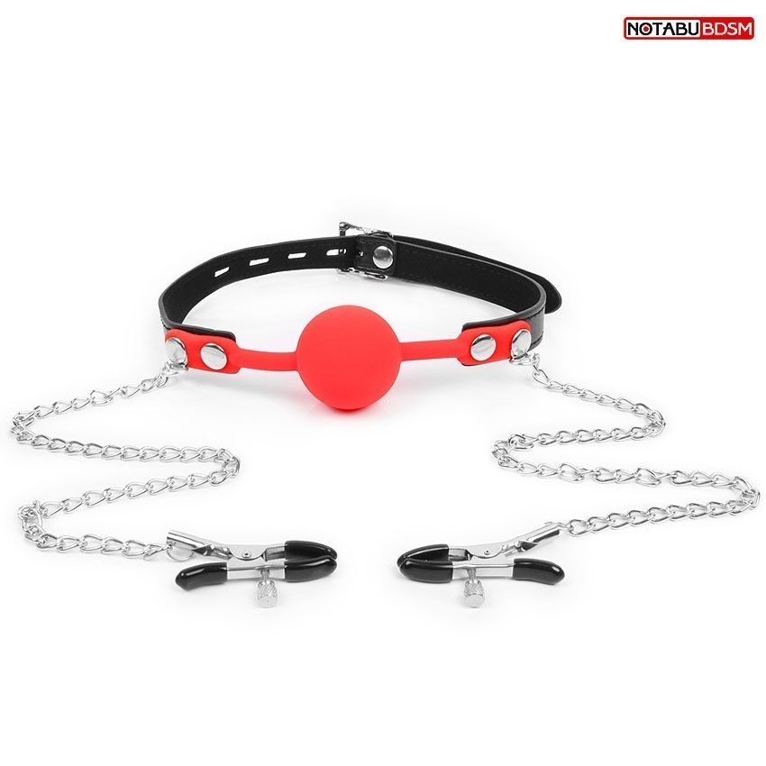 КЛЯП + ЗАЖИМЫ НА СОСКИ цвет чёрный/красный арт. NTB-80541