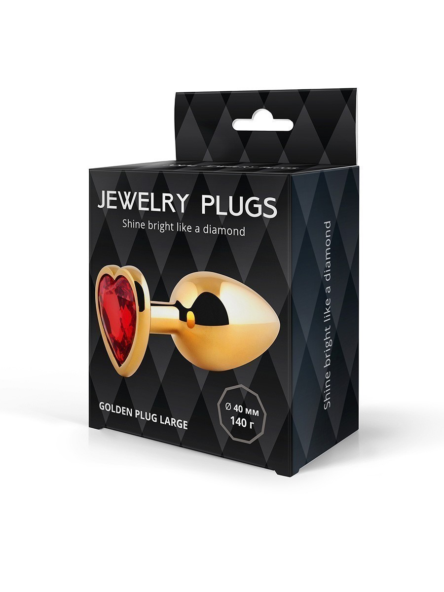 ВТУЛКА АНАЛЬНАЯ ЗОЛОТАЯ, цвет кристалла красный, L 90 мм D 35 мм, вес 140 г, арт. LCHG-16