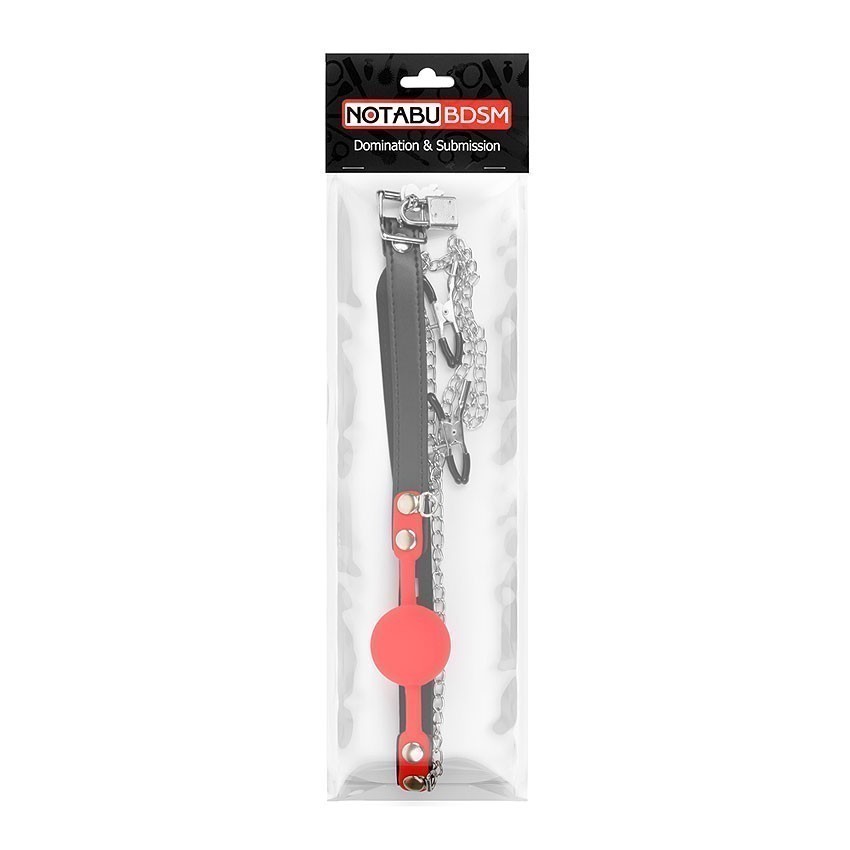 КЛЯП + ЗАЖИМЫ НА СОСКИ цвет чёрный/красный арт. NTB-80541