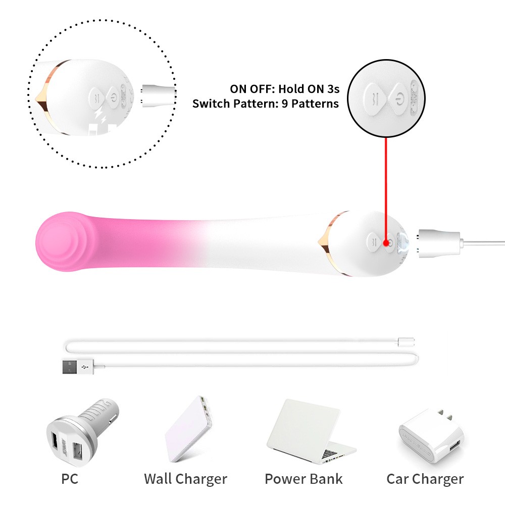 ВИБРОМАССАЖЁР L 195 мм D 31 мм, 9 режимов вибрации арт. USK-V26