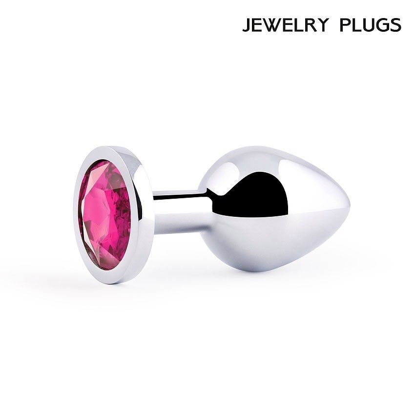 SILVER PLUG MEDIUM (втулка анальная), L 82 мм, D 34 мм, вес 90г, цвет кристалла рубиновый, арт. SM-14