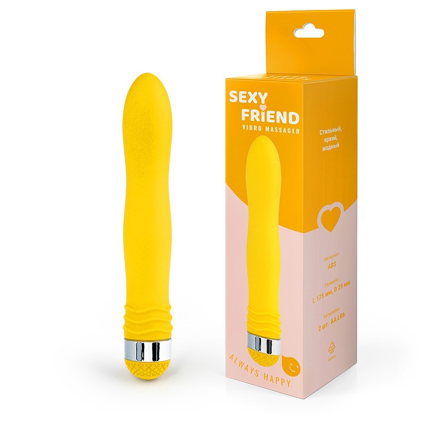 ВИБРОМАССАЖЁР L 175 мм D 29 мм цвет жёлтый арт. SF-70232-4