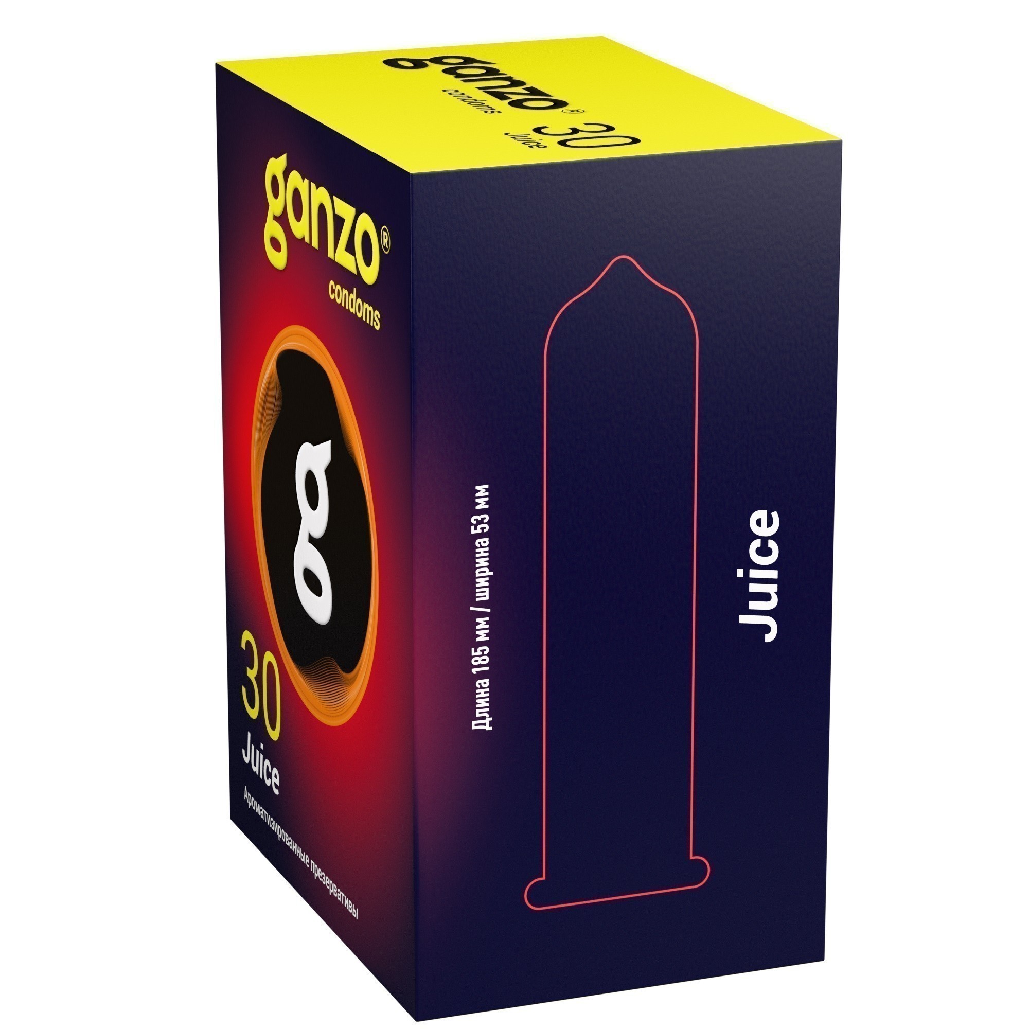 ПРЕЗЕРВАТИВЫ GANZO JUICE № 30 BLACK EDITION (Ароматизированные: ваниль, ежевика, тутти-фрутти)