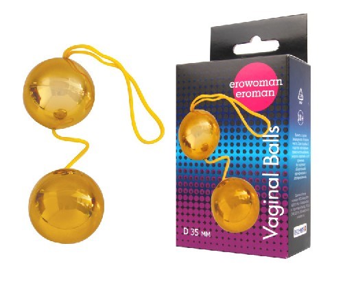 Шарики вагинальные BALLS золотые D 35 мм, вес 50 г арт. EE-10097 Z