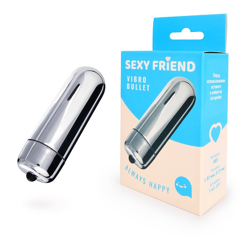 ВИБРАТОР МИНИ цвет серебро L 83 мм D 27 мм арт. SF-70136