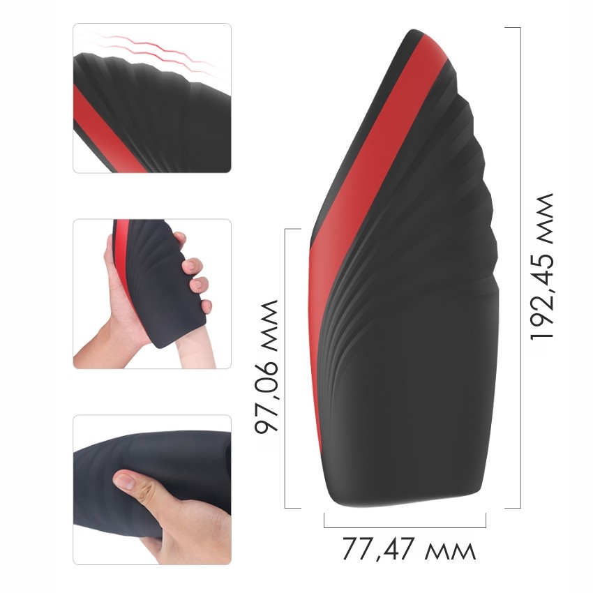 МАСТУРБАТОР С ВИБРАЦИЕЙ 9 режимов вибрации, режим вакуума, режим нагрева, L 192 мм, D 78 мм D внутренний 40 мм, вес 406 г арт. SHD-S209