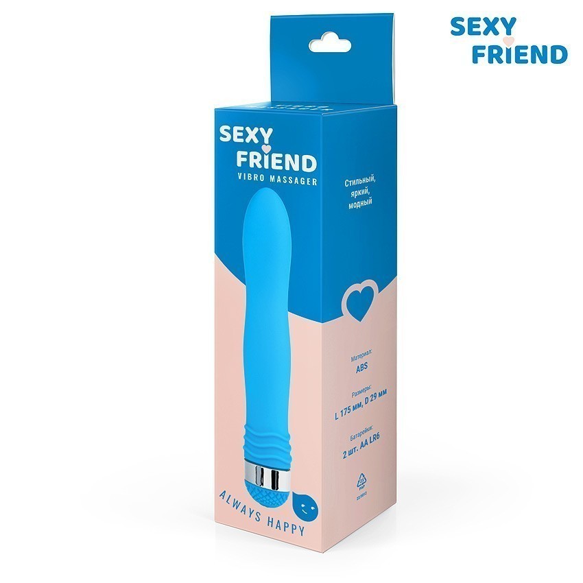ВИБРОМАССАЖЁР L 175 мм D 29 мм цвет голубой арт. SF-70232-2