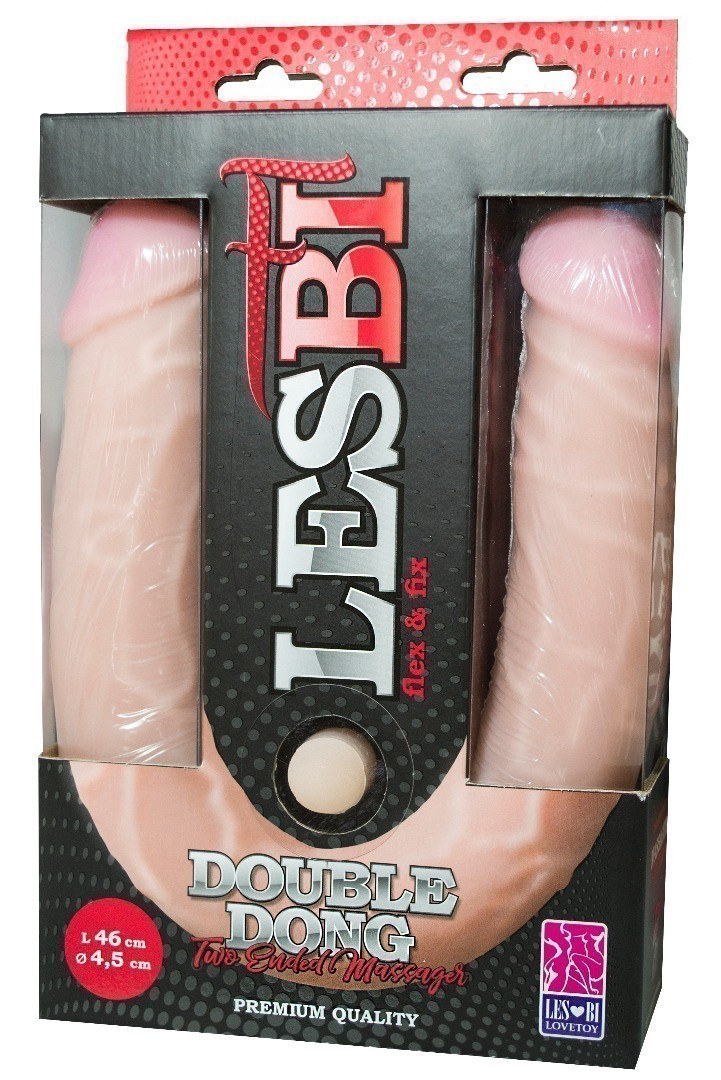 Фаллоимитатор двухсторонний FLEX&FIX LESBI,  L 460 мм, D 45 мм, киберкожа арт. 941303