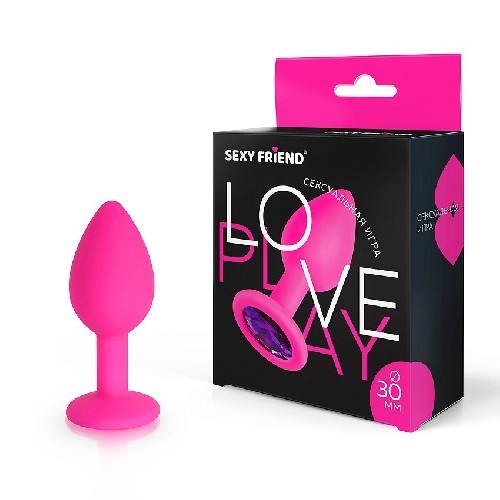 ВТУЛКА АНАЛЬНАЯ фуксия, цвет кристалла фиолетовый, силикон, L 73 мм, D 30 мм, арт. SF-70190-04