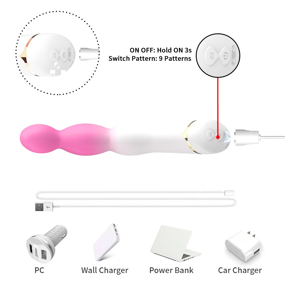 ВИБРОМАССАЖЁР L 215 мм D 33 мм, 9 режимов вибрации арт. USK-V24