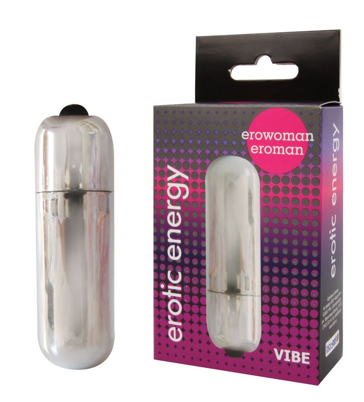 Вибратор мини ПУЛЯ цвет серебро L 55 мм D 17 мм  арт. EE-10184