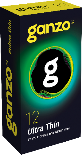 ПРЕЗЕРВАТИВЫ GANZO ULTRA THIN №12 BLACK EDITION (ультратонкие), 12 шт. в упак.